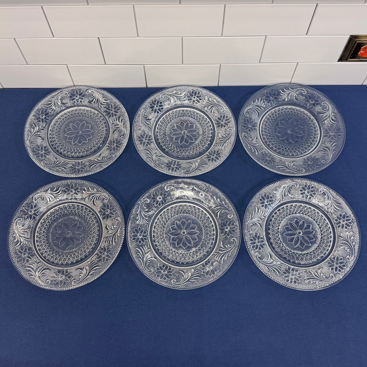 Indiana Glass Sandwich Clear Vintage Luncheon Plates