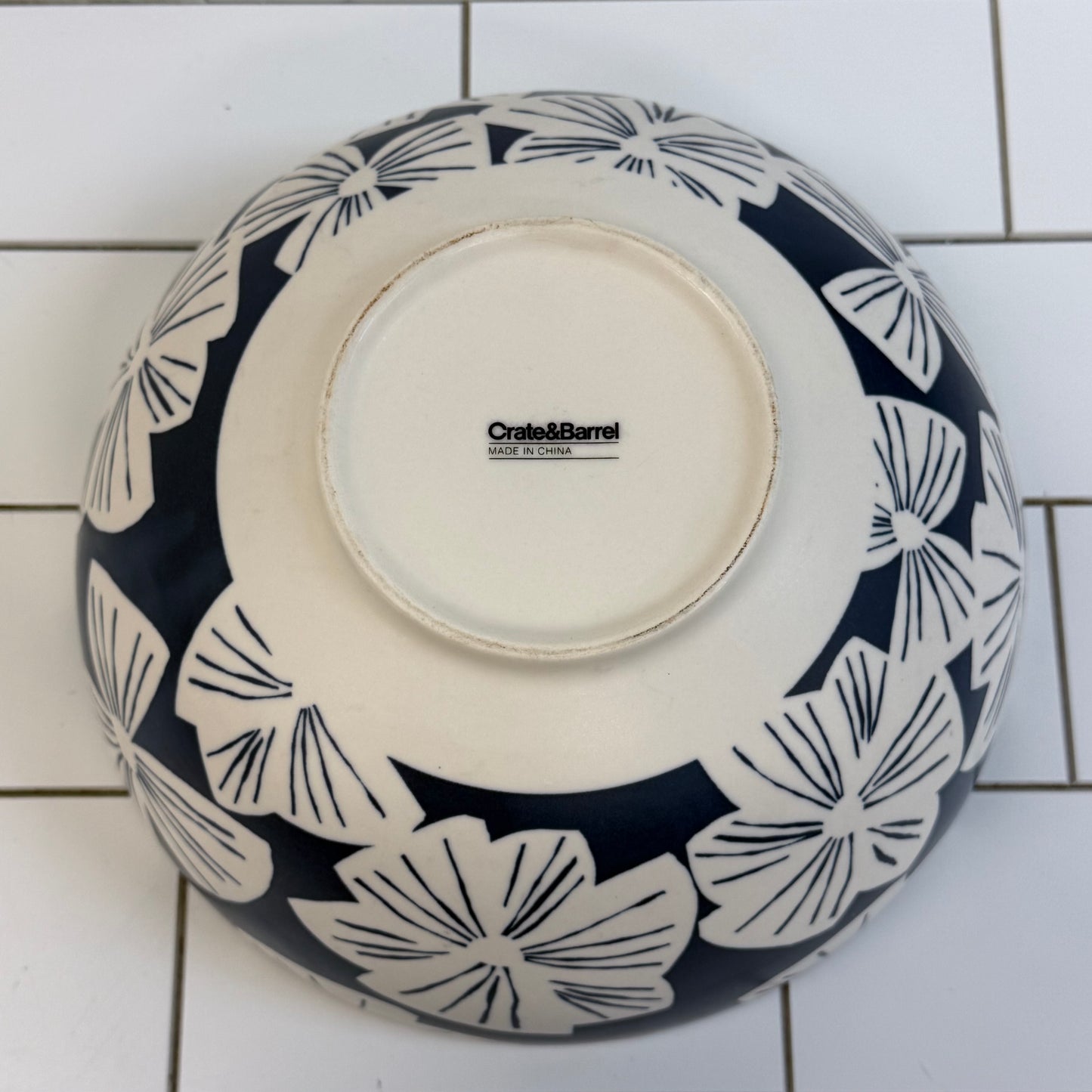 Crate & Barrel Mai Floral Ceramic Serving Bowl