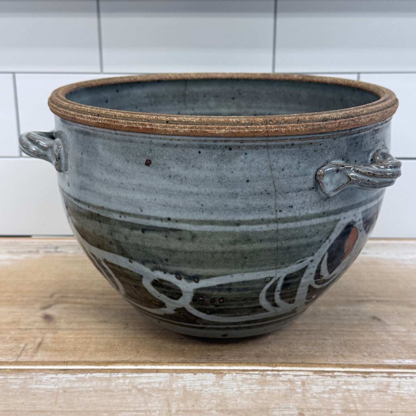 Studio Art Pottery Stoneware Planter Gray Glaze