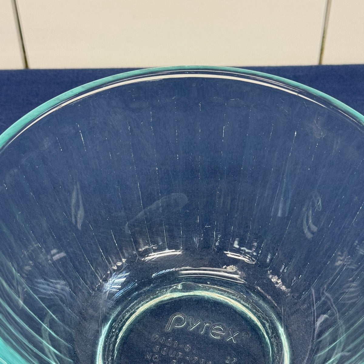 Pyrex Aqua Ribbed Mixing Bowls Set of 4 Vintage 1990s