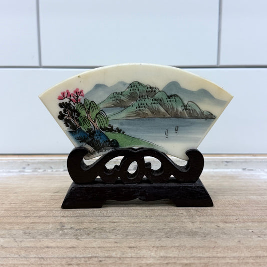 Decorative Plaque, Hand Painted with Ornate Stand