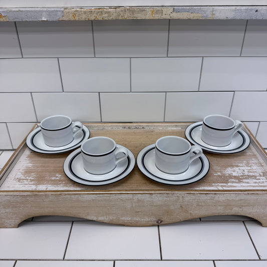 Dansk Bistro Christianshavn Blue Cup & Saucer Set of 4