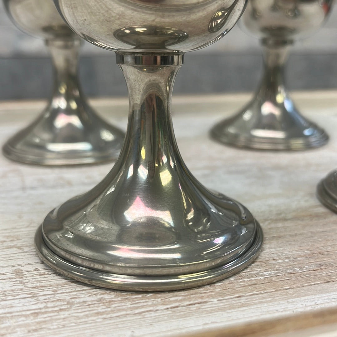 Kirk Steiff Pewter Decanter Set, 5 Piece 1990s