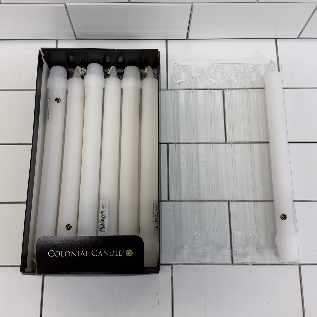 Colonial Candle Unscented White & Ivory Taper Candles Set of 19