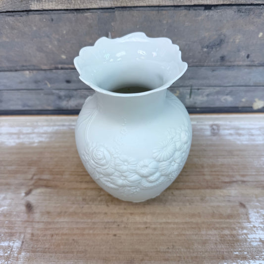 Kaiser Floral Relief Bisque Vase, Signed