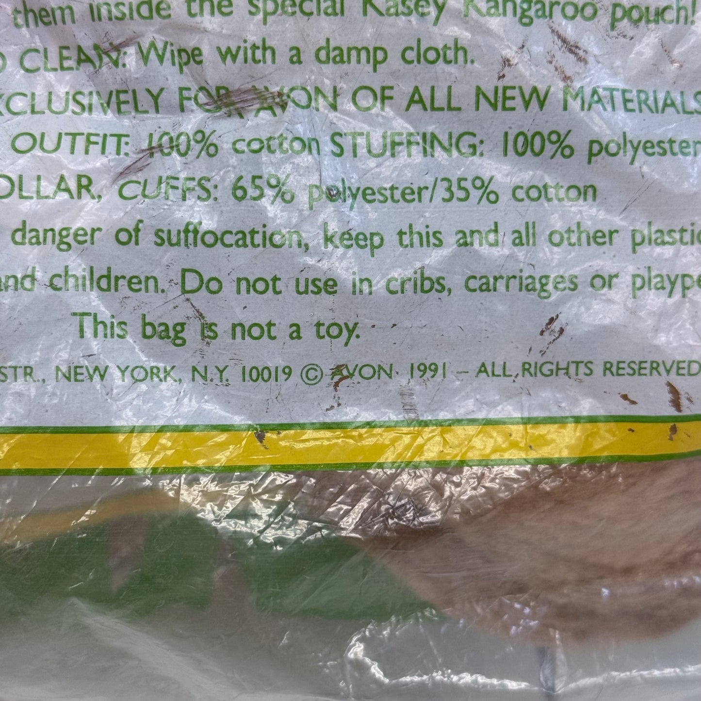 1991 Avon Kasey Kangaroo Plush Toy in Original Bag