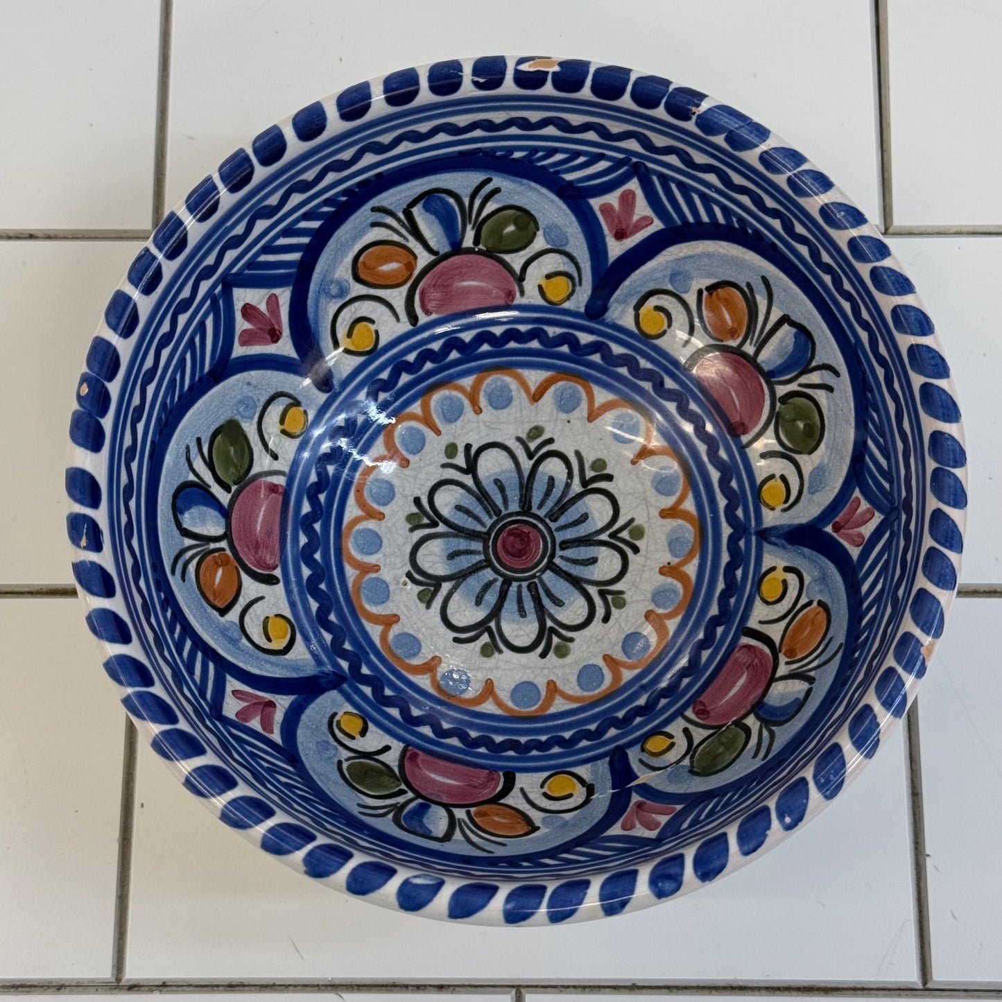 De La Cal Barreira Puente Spanish Floral Ceramic Bowl