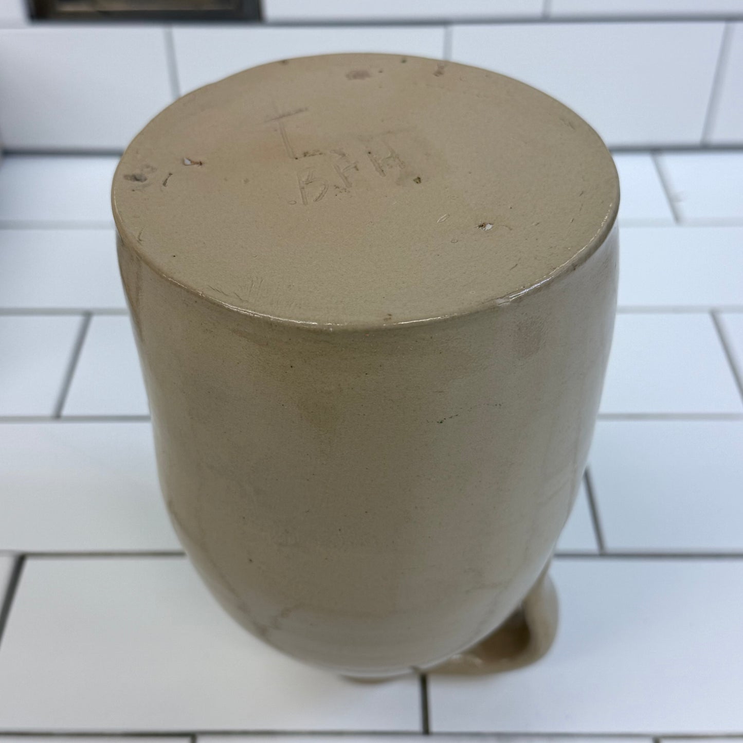 Studio Art Pottery Floral Stoneware Handled Jug Signed