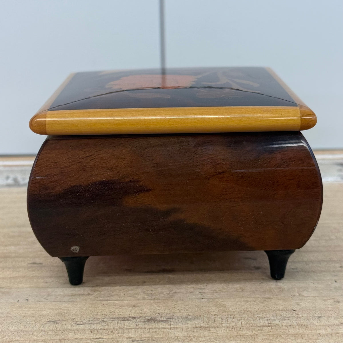Italian Floral Inlay Music Box Reuge Vintage 1970s