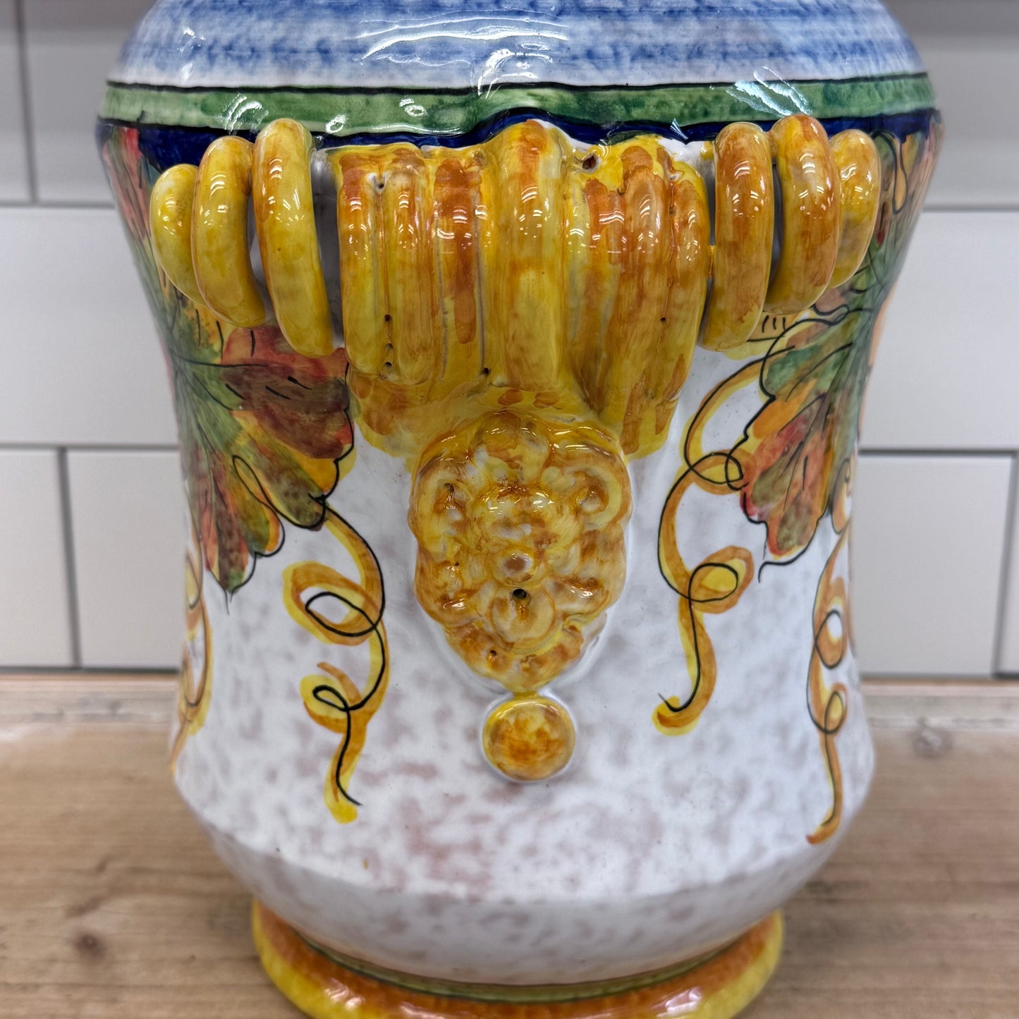 Orvieto Italian Lidded Canister Hand Painted Ceramic