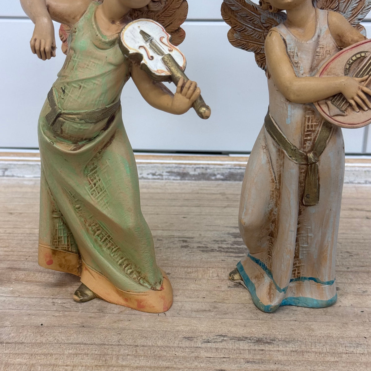 Depose Italy Angel Musician Figurine Pair