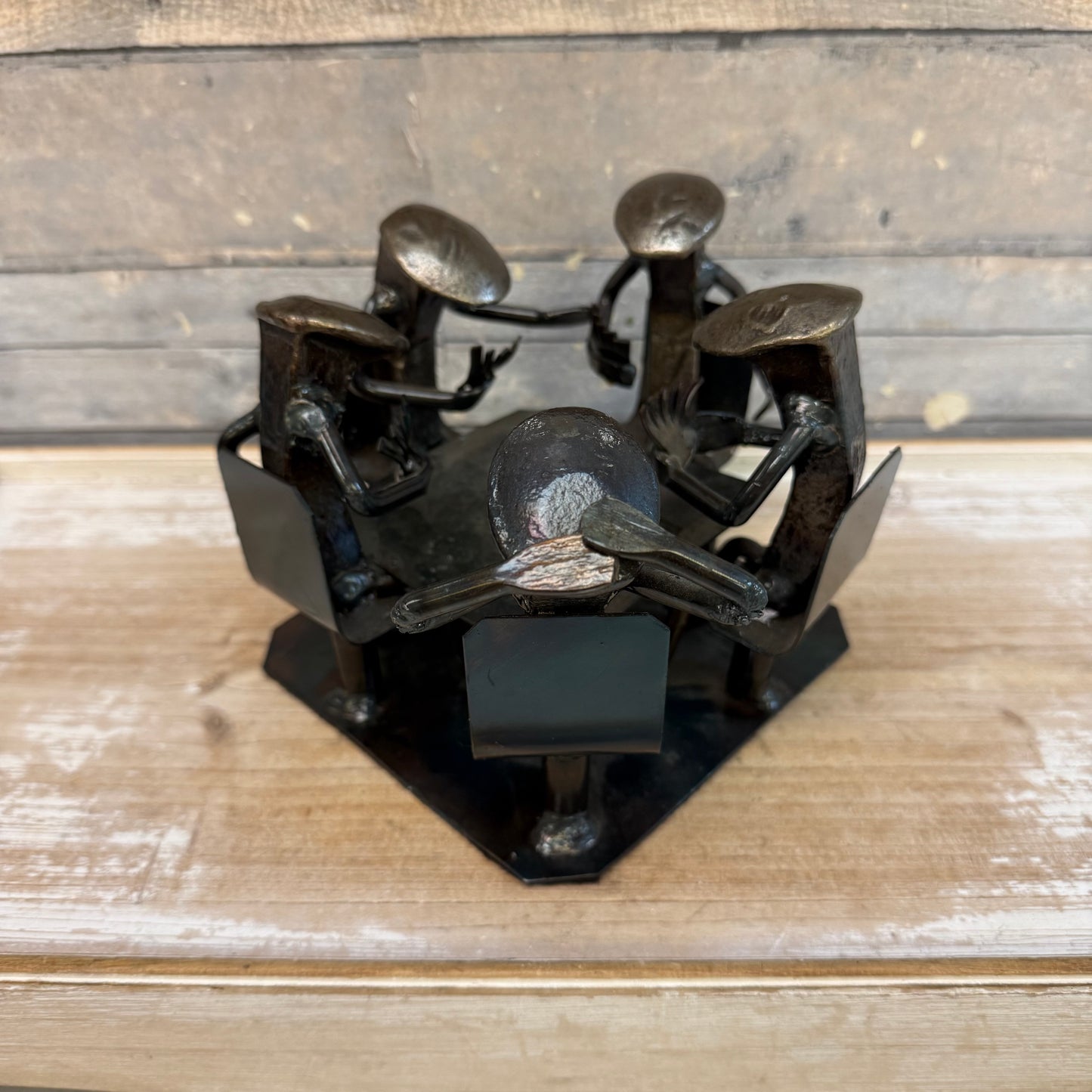 Roland Metal Art Poker Game Repurposed Metal Sculpture