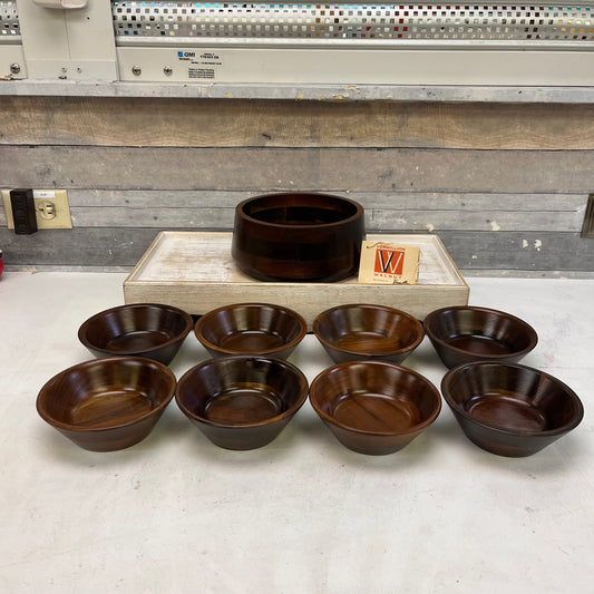 Vermillion Walnut Bowls, Set of 9