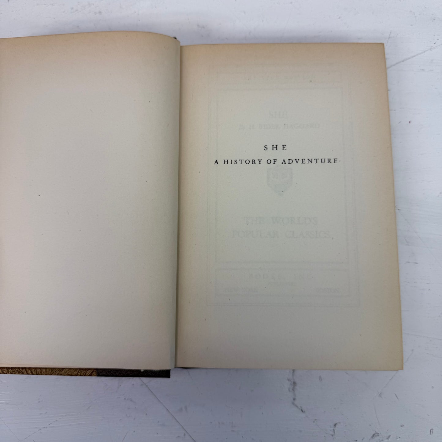 H. Rider Haggard She: A History of Adventure Hardback, 1940s Ed.