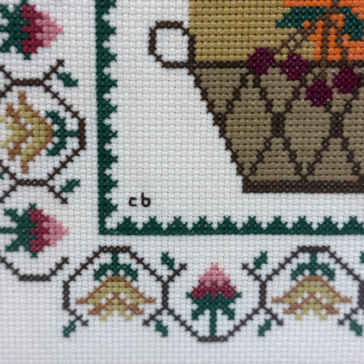 Fruit Basket Alphabet Sampler Cross Stitch Art 1984