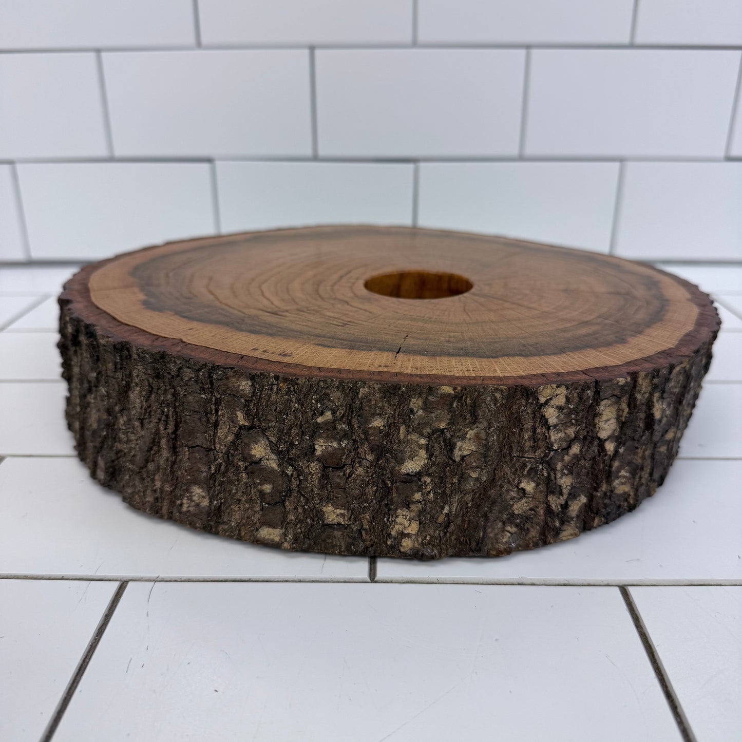 Live Edge Wood Slab Candle Holder Rustic Centerpiece