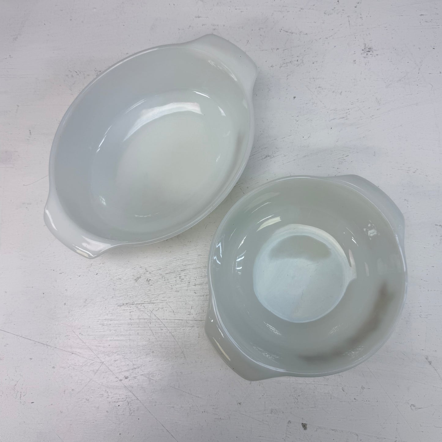 Hocking & Fire King Harvest Vegetable  Casserole Dish, Set of 2