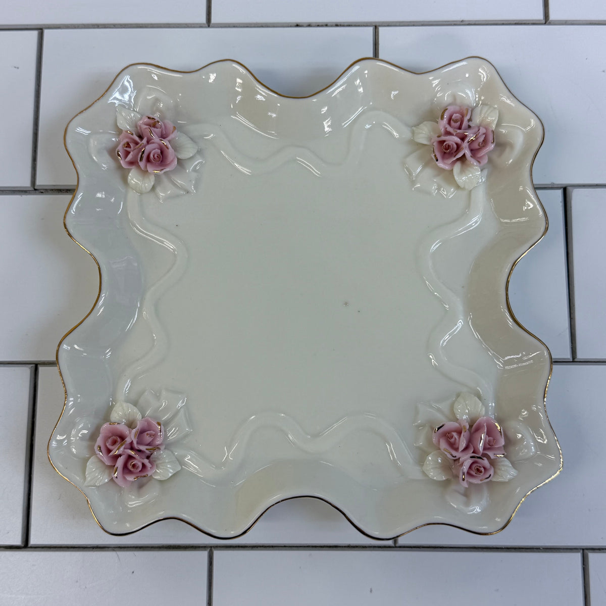 Cracker Barrel Pink Rose Porcelain Tea Set 1980s
