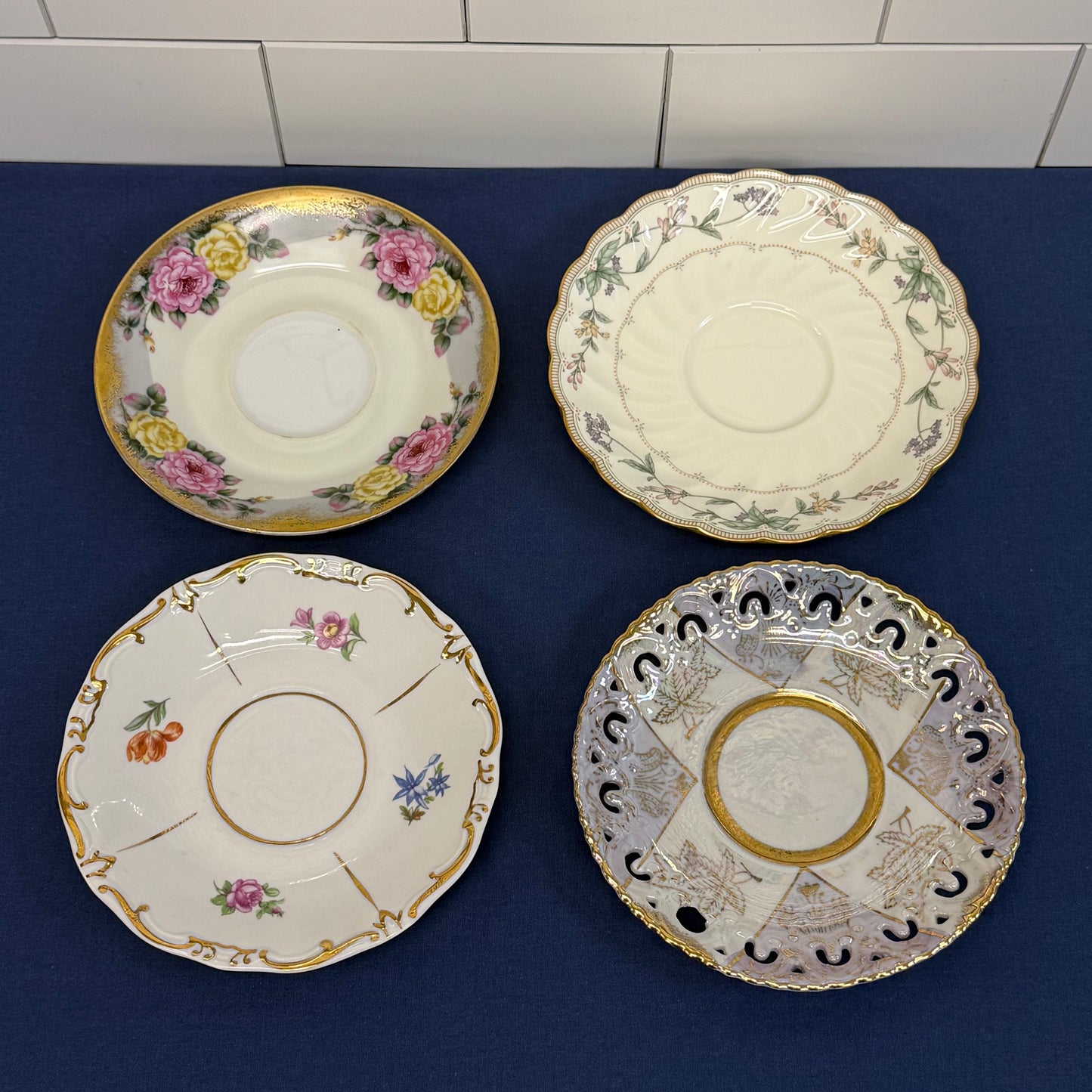 Bone China Teacup & Saucer Lot of 4 Vintage c.1950s-1970s