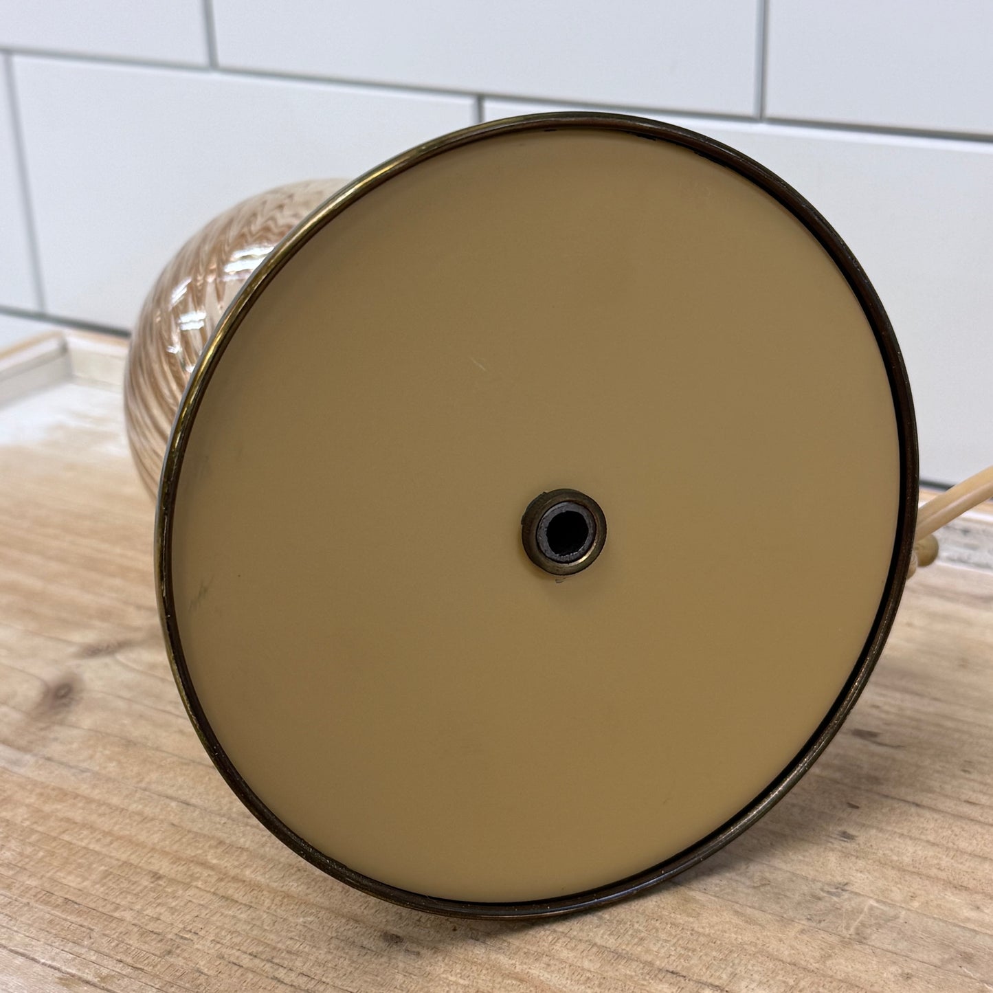 Brass Hurricane Lamp Gingham Shade Farmhouse