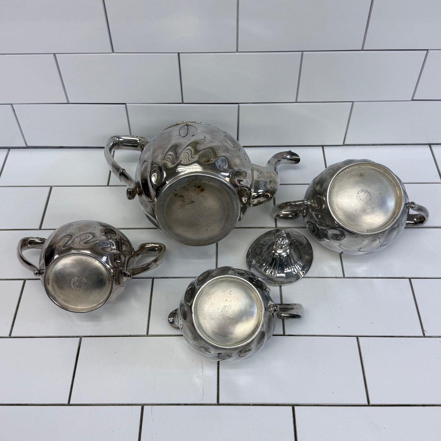 Pairpoint Quadruple Silverplate Tea Service Set #340 Circa 1910
