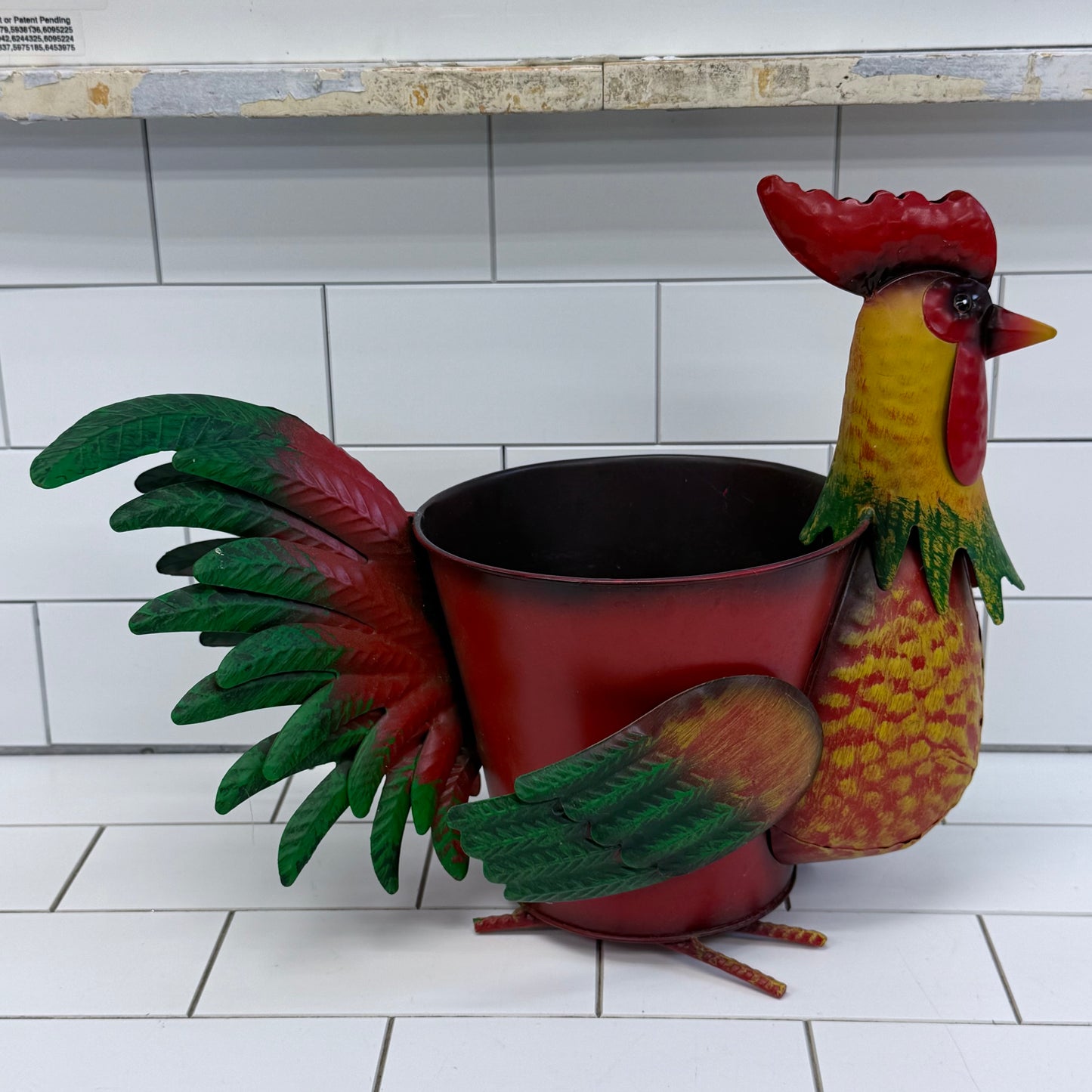 Metal Rooster Planter Pot Farmhouse Decor