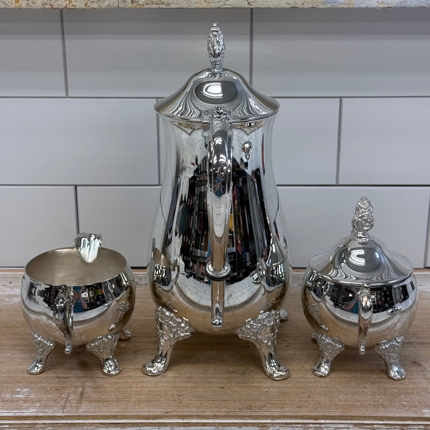 Vintage Silverplate Coffee Tea Service Set with Tray Box