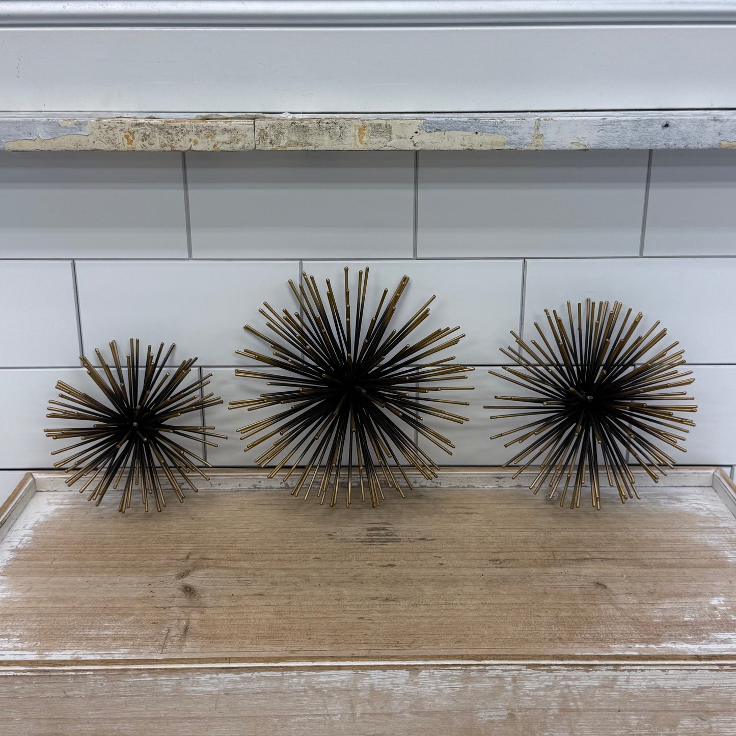 Mid Century Modern Style Starburst Metal Wall Decor Set of 3