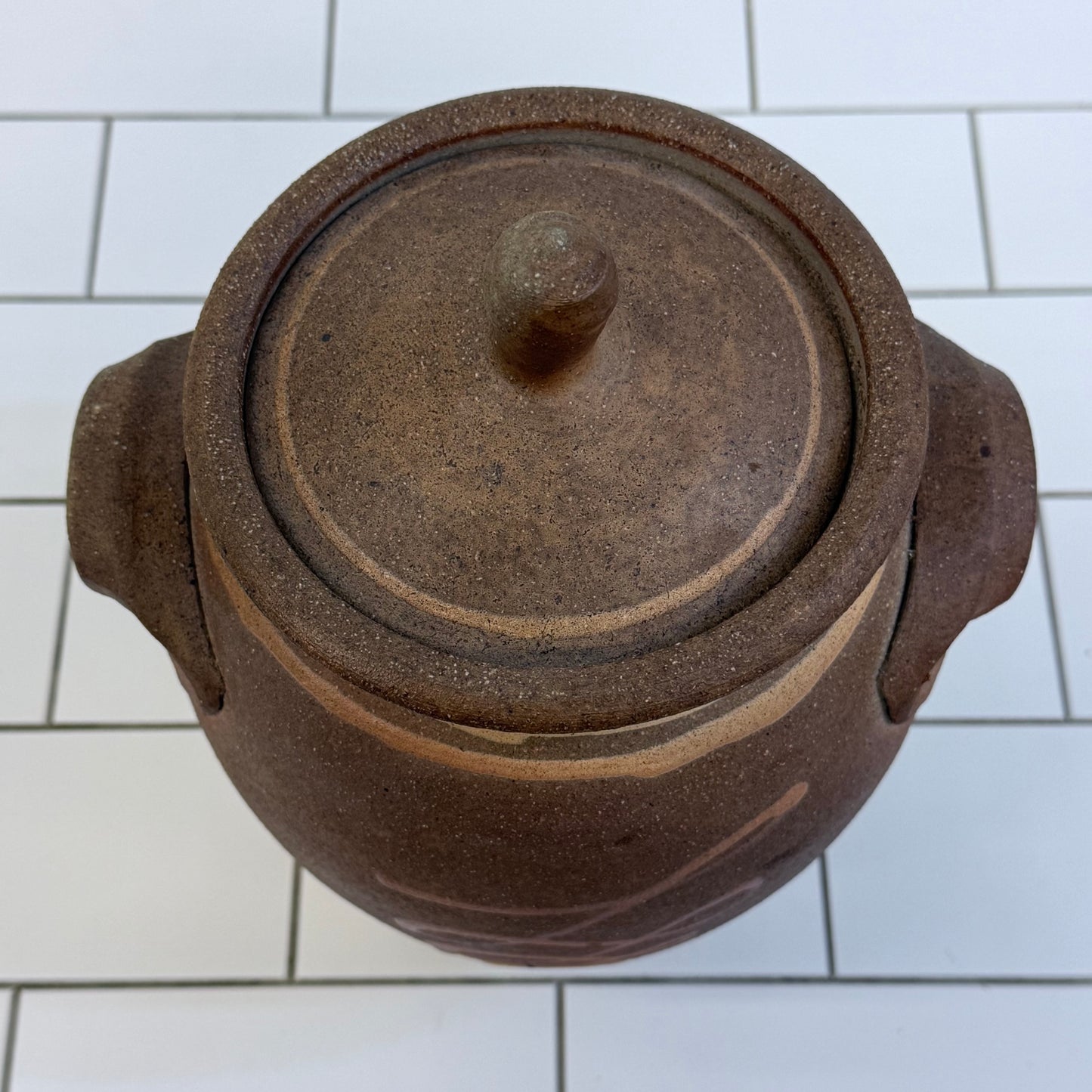 Studio Art Pottery Salt Glazed Stoneware Lidded Pot