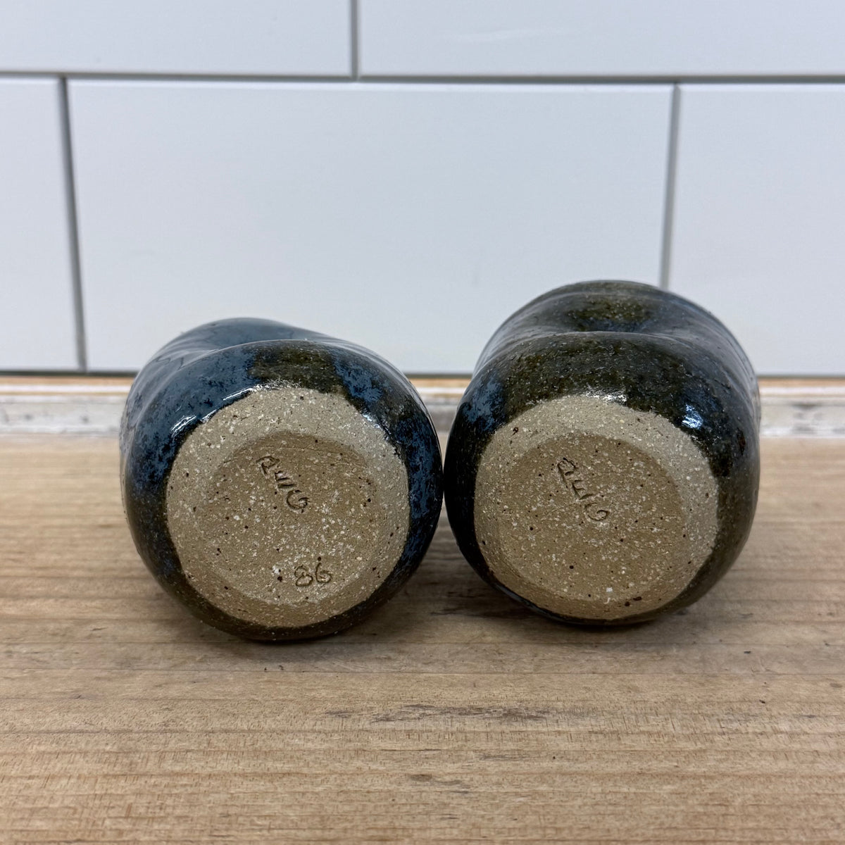 Blue Studio Pottery Stoneware Creamer & Sugar Bowl Set
