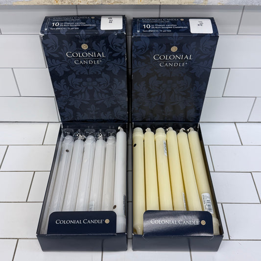 Colonial Candle Unscented White & Ivory Taper Candles Set of 19