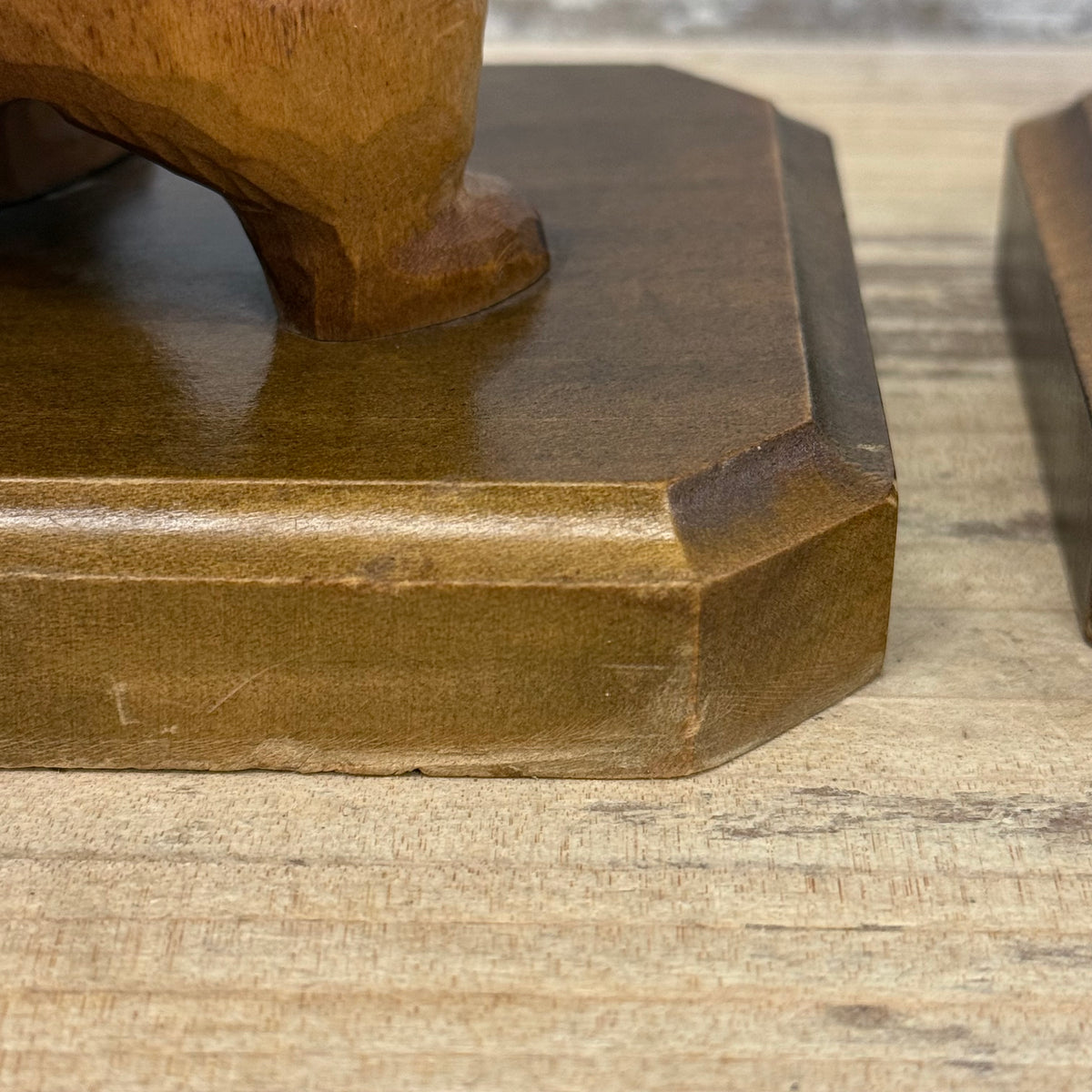 Carved Wood Bear Bookends Rustic Lodge Folk Art Pair