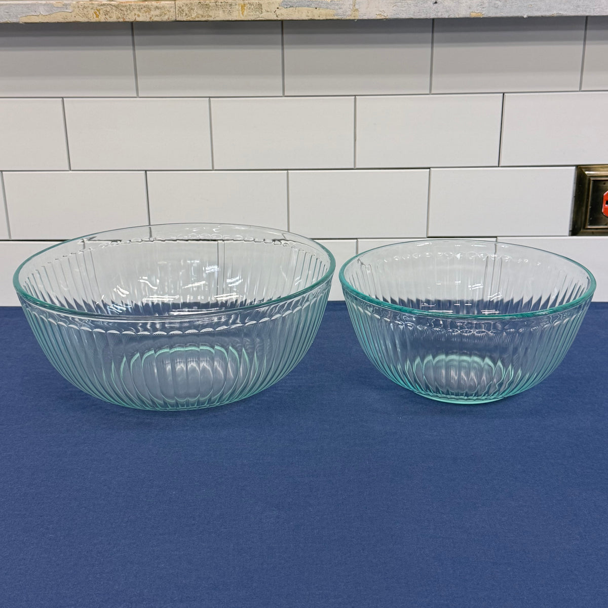Pyrex Aqua Ribbed Mixing Bowls Set of 4 Vintage 1990s