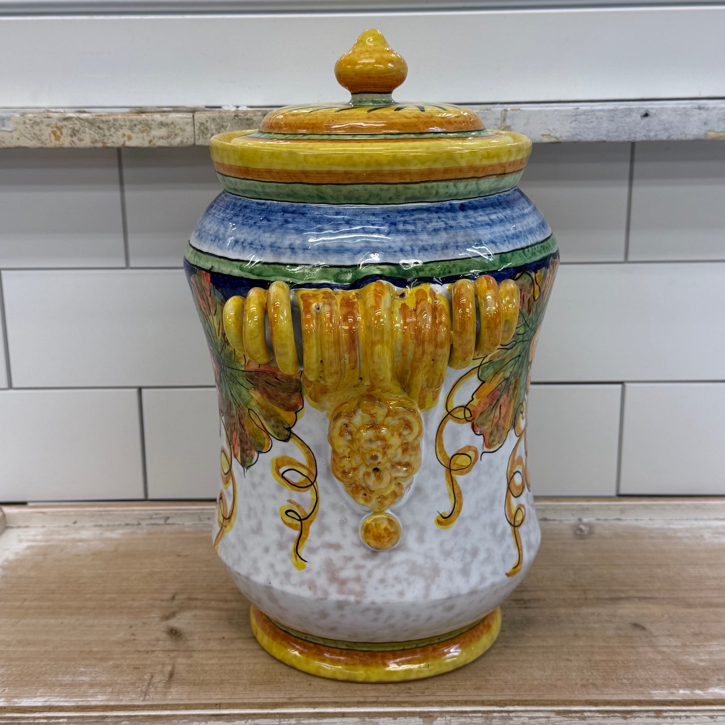 Orvieto Italian Lidded Canister Hand Painted Ceramic