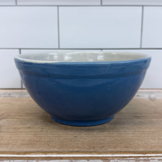 Blue Glazed Stoneware Mixing Bowl #7 1950s
