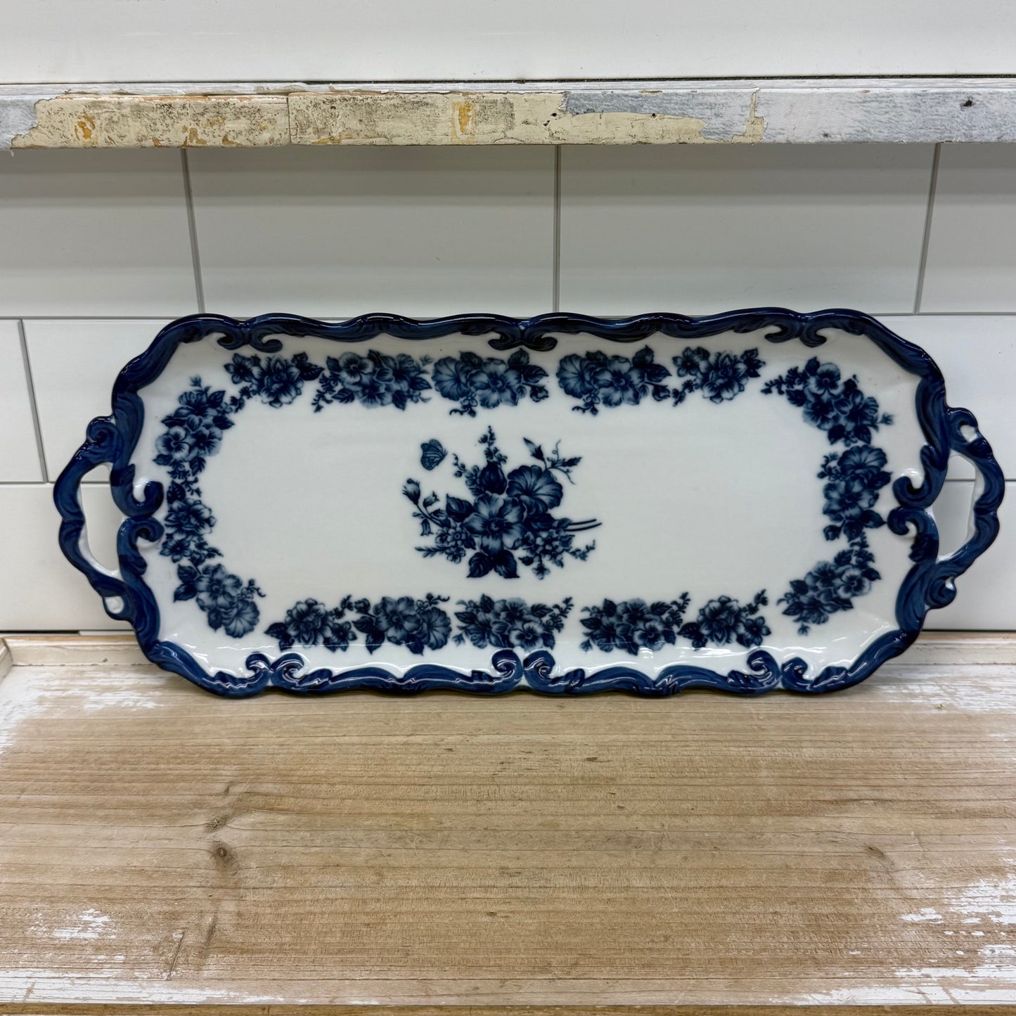 Floral Handled Vanity Tray, Porcelain