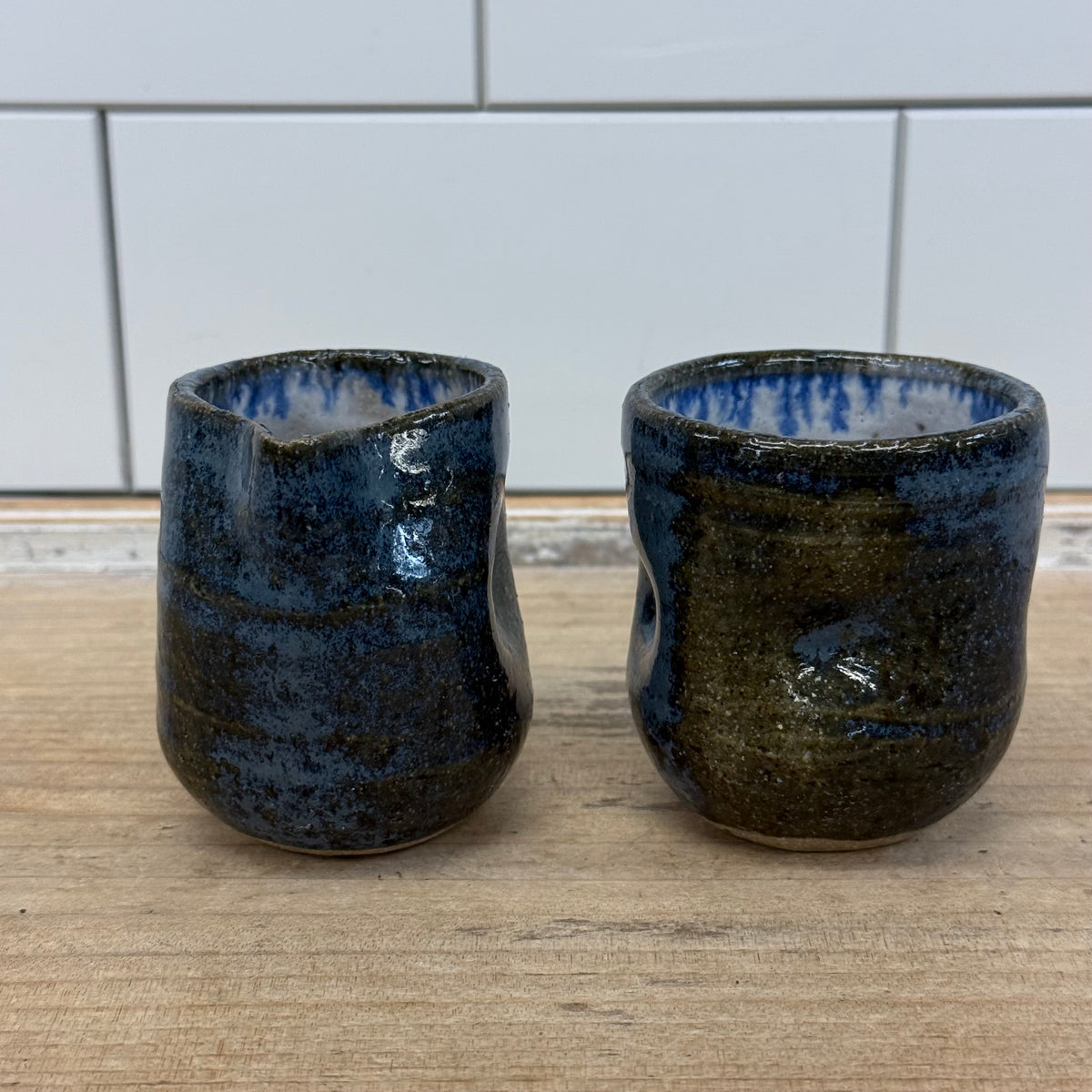 Blue Studio Pottery Stoneware Creamer & Sugar Bowl Set