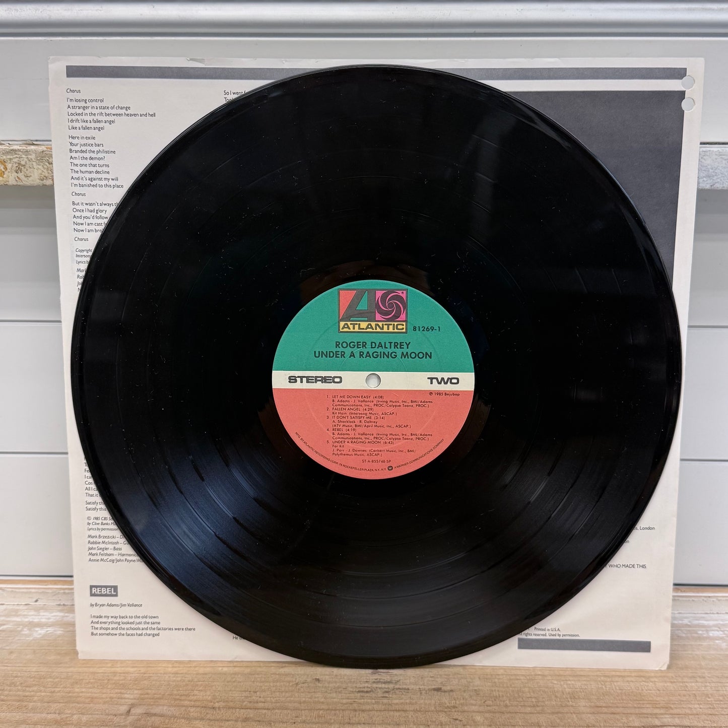 Roger Daltrey Under a Raging Moon Vinyl Record 1985