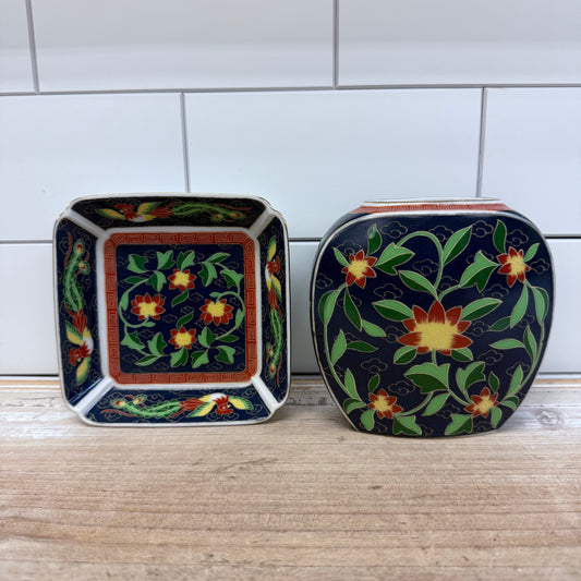 Takahashi Kashmir Dish & Vase, Ceramic