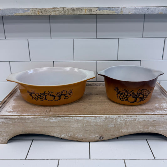Pyrex Old Orchard Casserole Dishes Set of 2