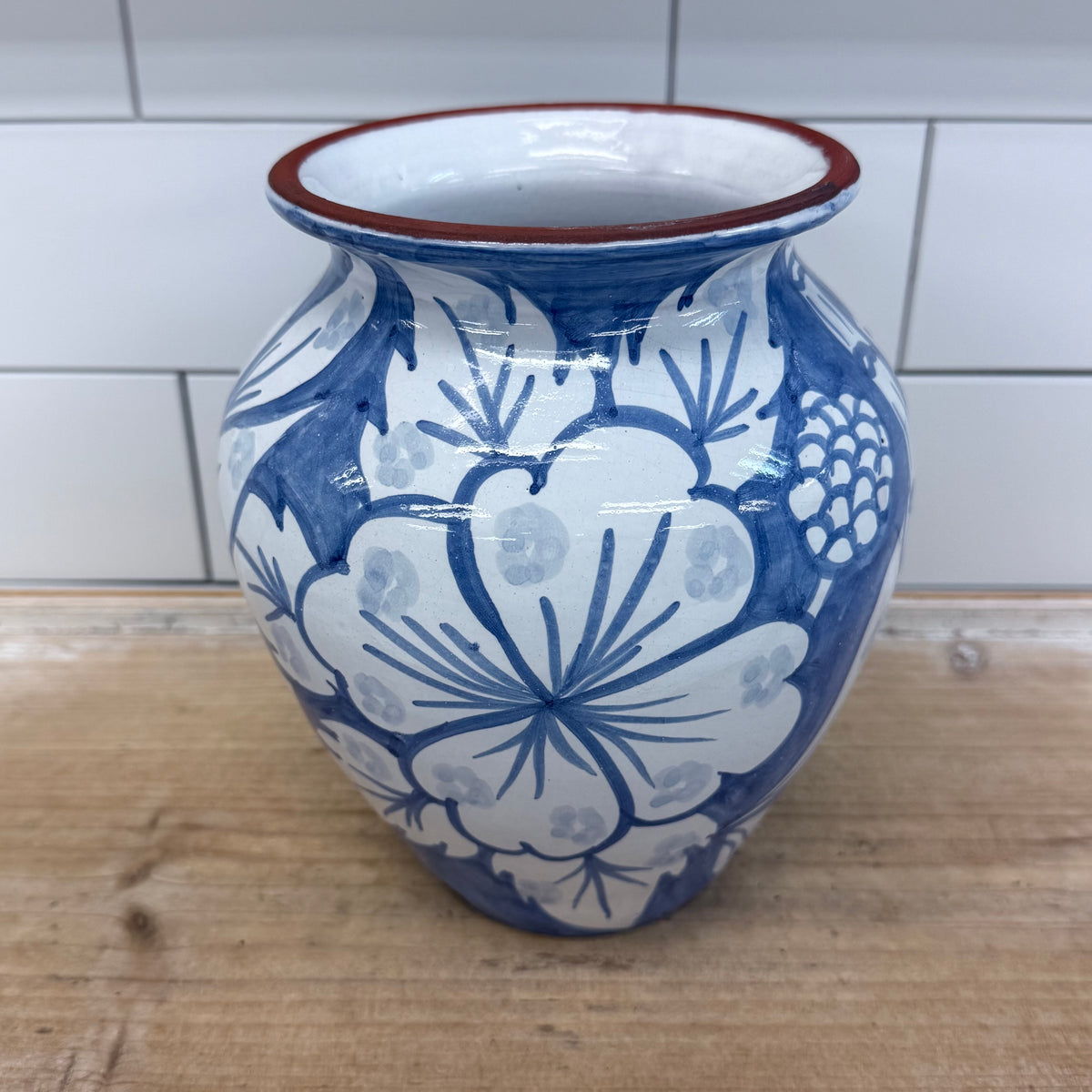 Hand Painted Floral Terracotta Pottery Vase