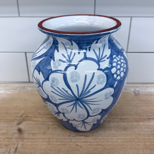 Hand Painted Floral Terracotta Pottery Vase