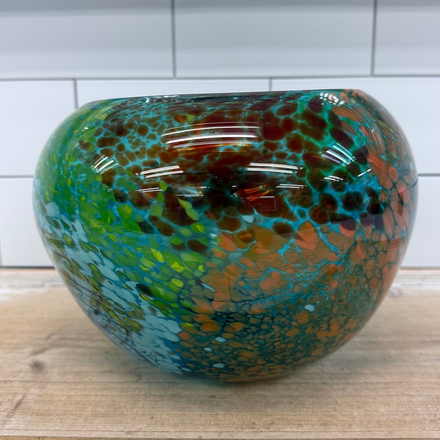 Hand Blown Art Glass Centerpiece Bowl