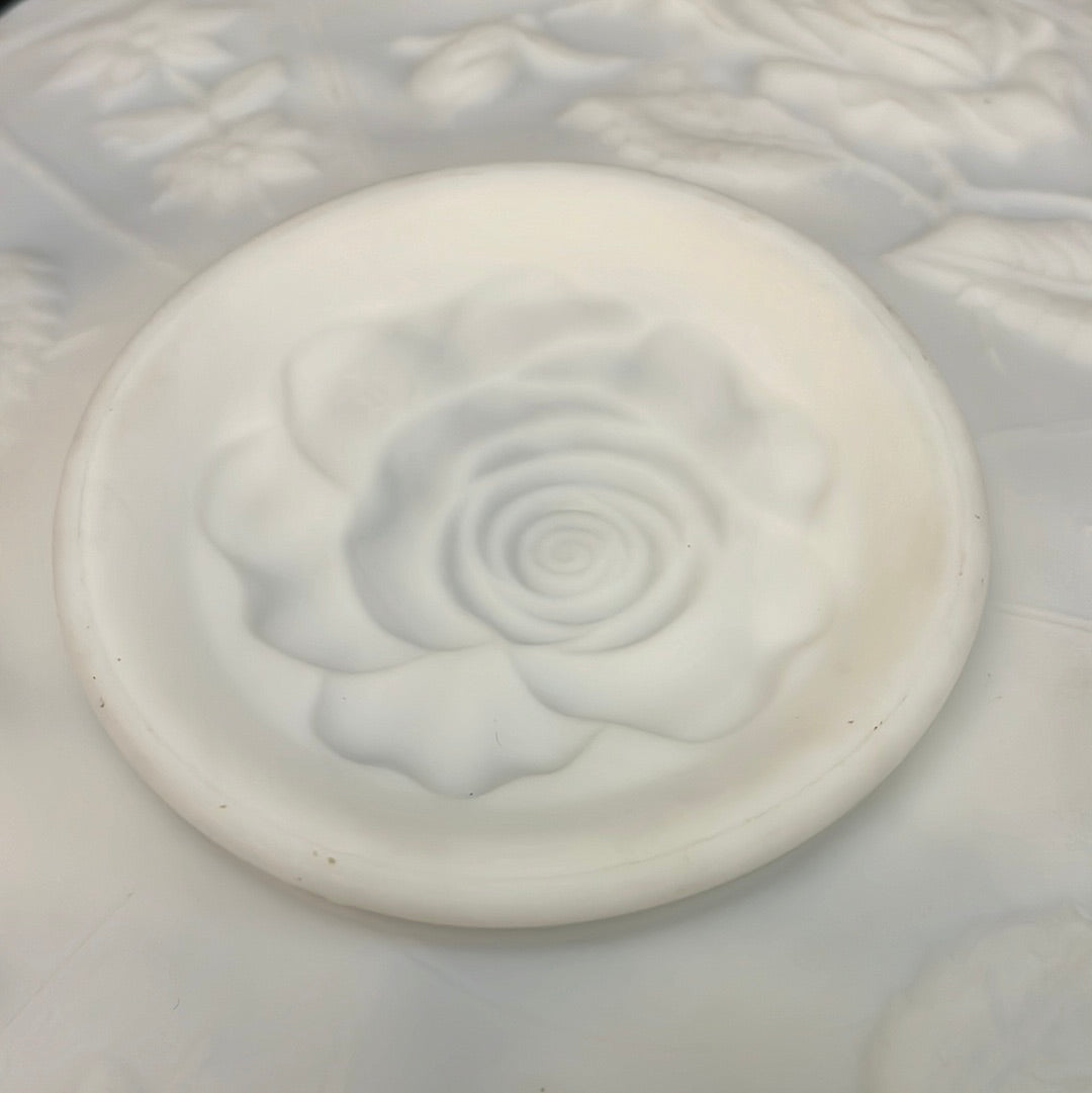 Imperial Milk Glass Embossed Serving Platter