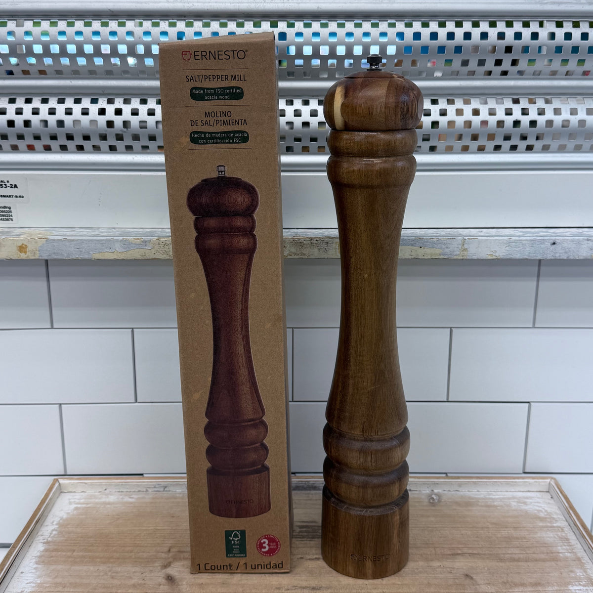 Ernesto Acacia Wood Salt Pepper Mill Grinder with Box 16"