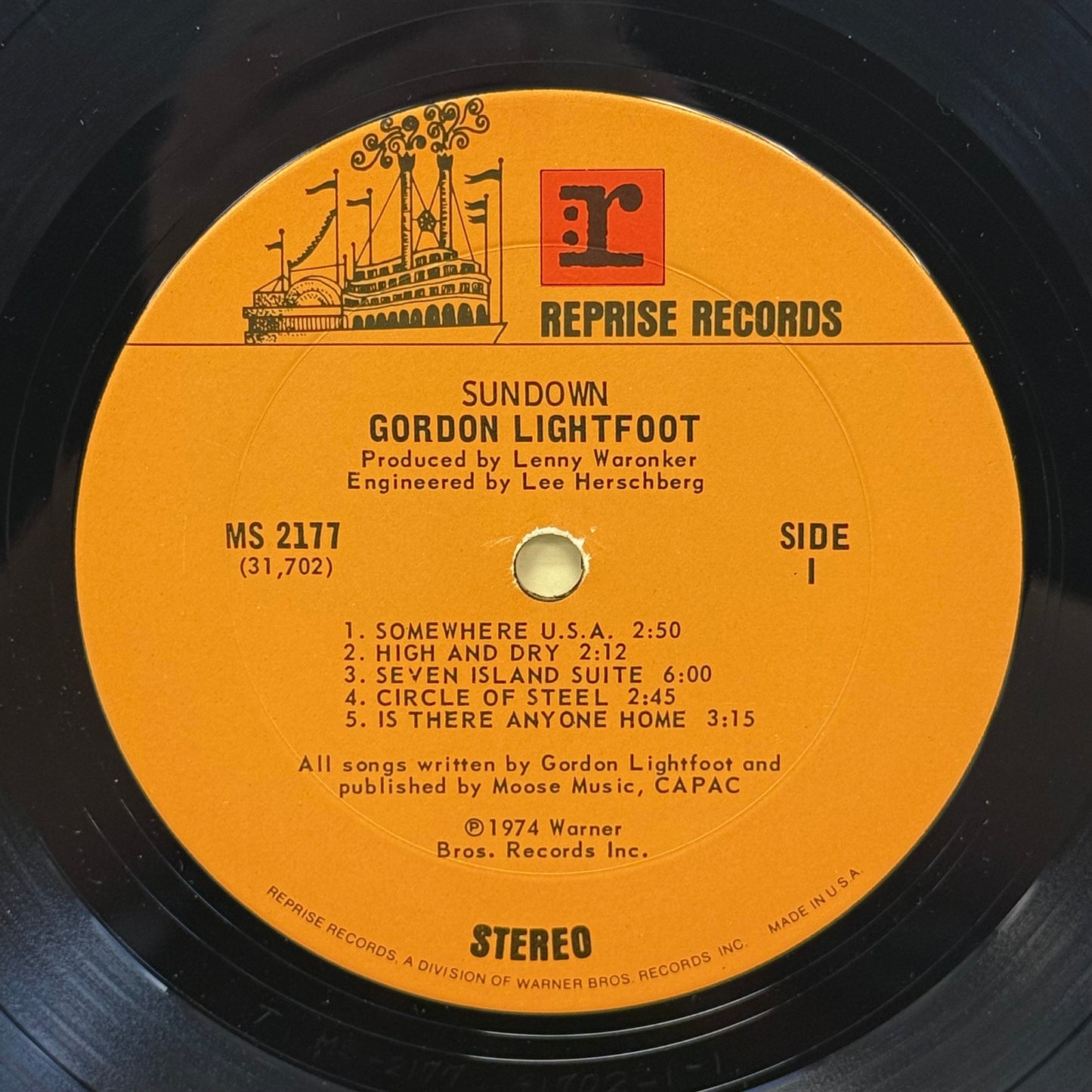 Gordon Lightfoot Sundown Vinyl Record LP 1974 #MS 2177