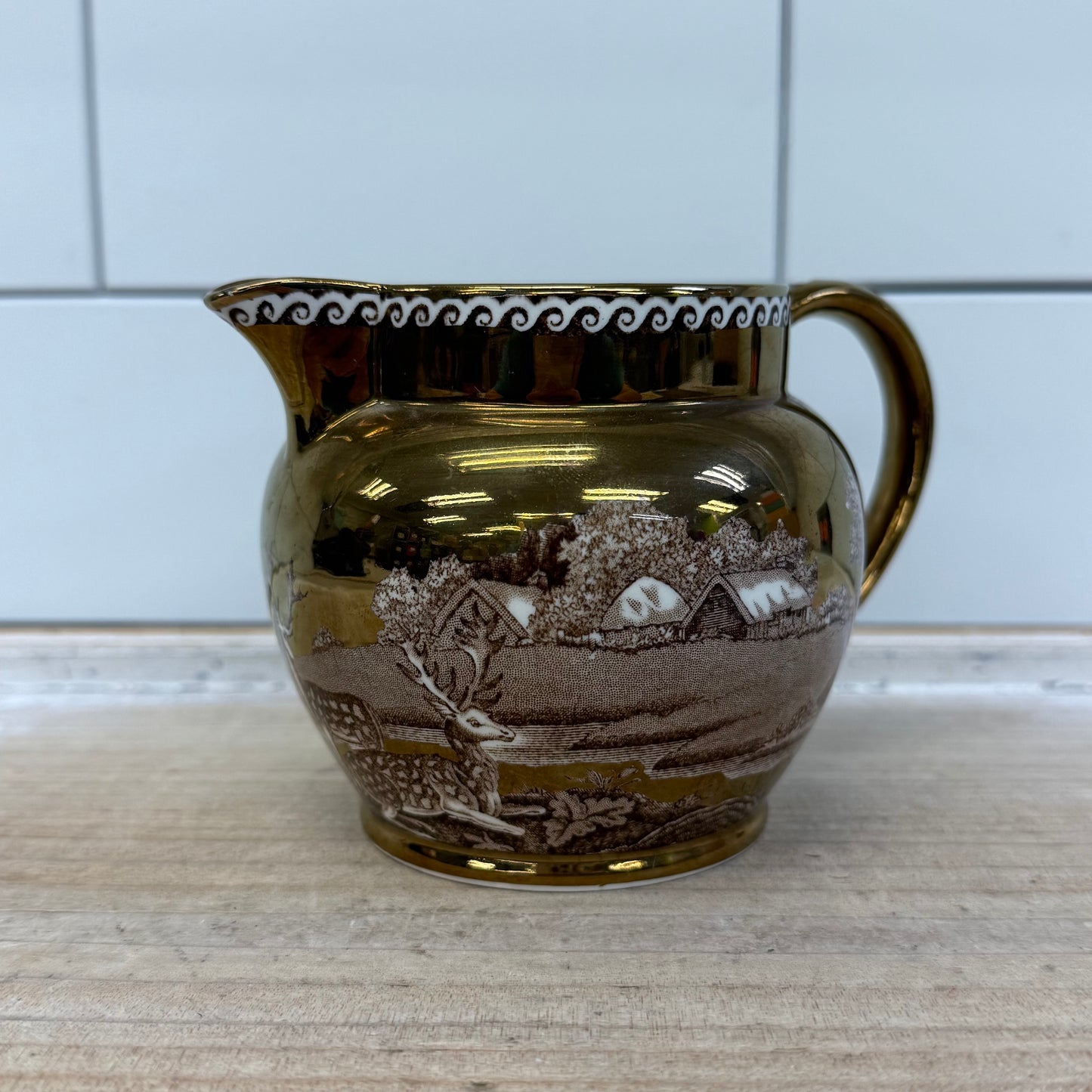 Wedgwood Fallow Deer Creamer, Porcelain Lusterware