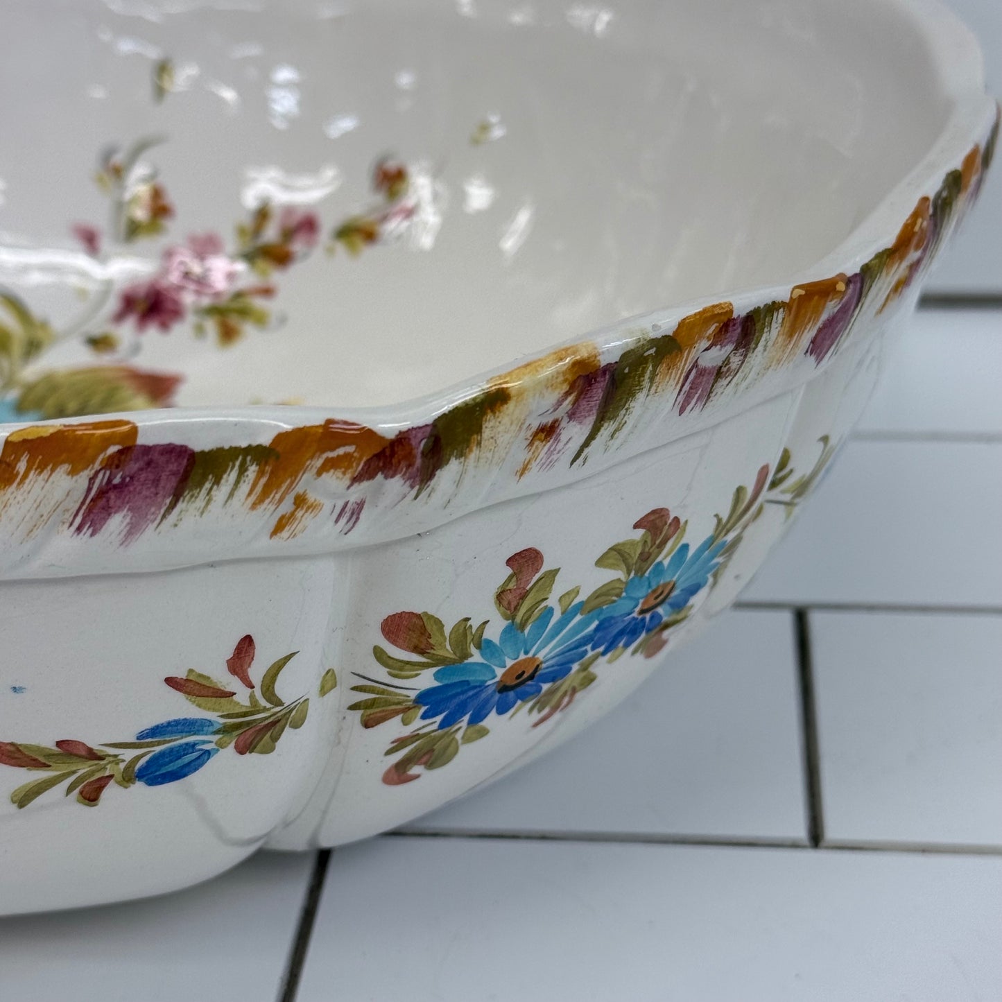 Floral Ceramic Pitcher & Wash Basin Set