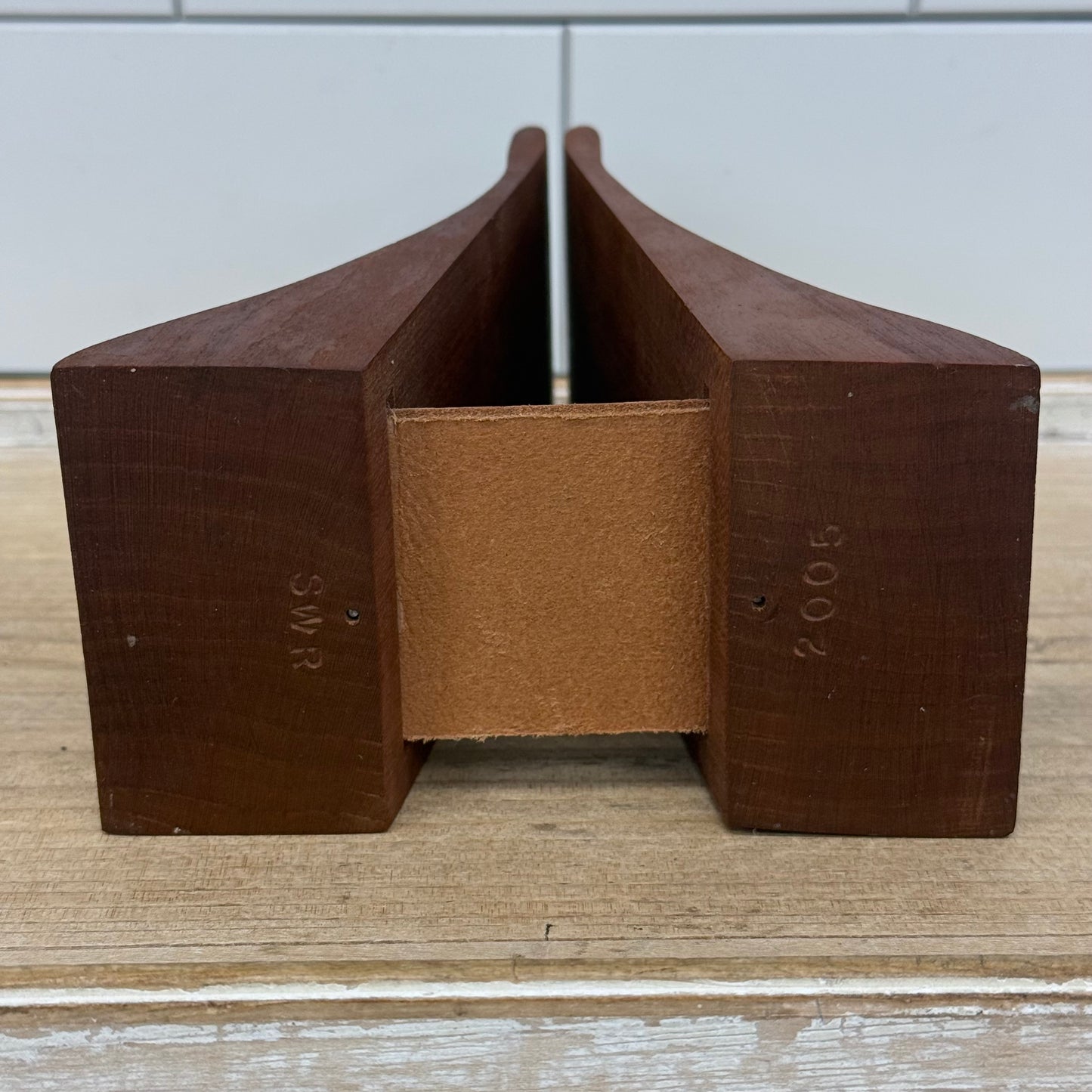 Artisan Bakkum Inspired Conjoined Wood Bookends Signed 2005
