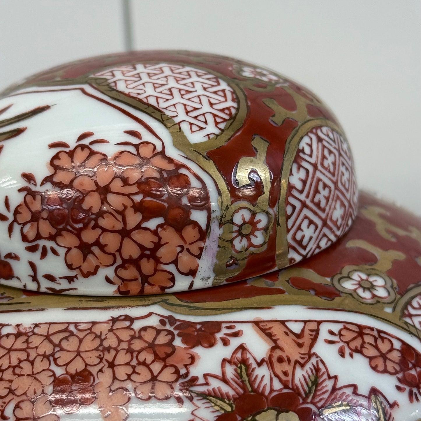 Gold Imari Hand Painted Porcelain Ginger & Tea Jars Set